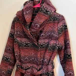 Hooded Coat w Tie Belt